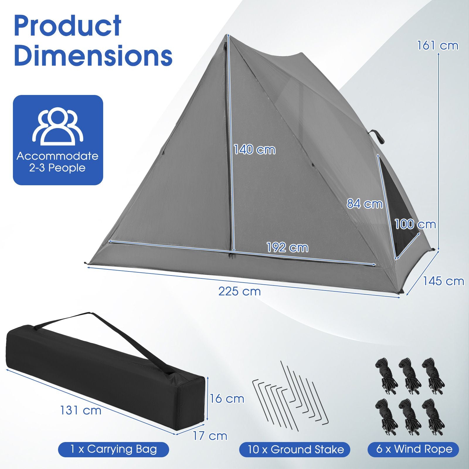 Instant Pop-Up Camping Tent for 2-3 People with Carry Bag & Rainfly - Easy Setup!