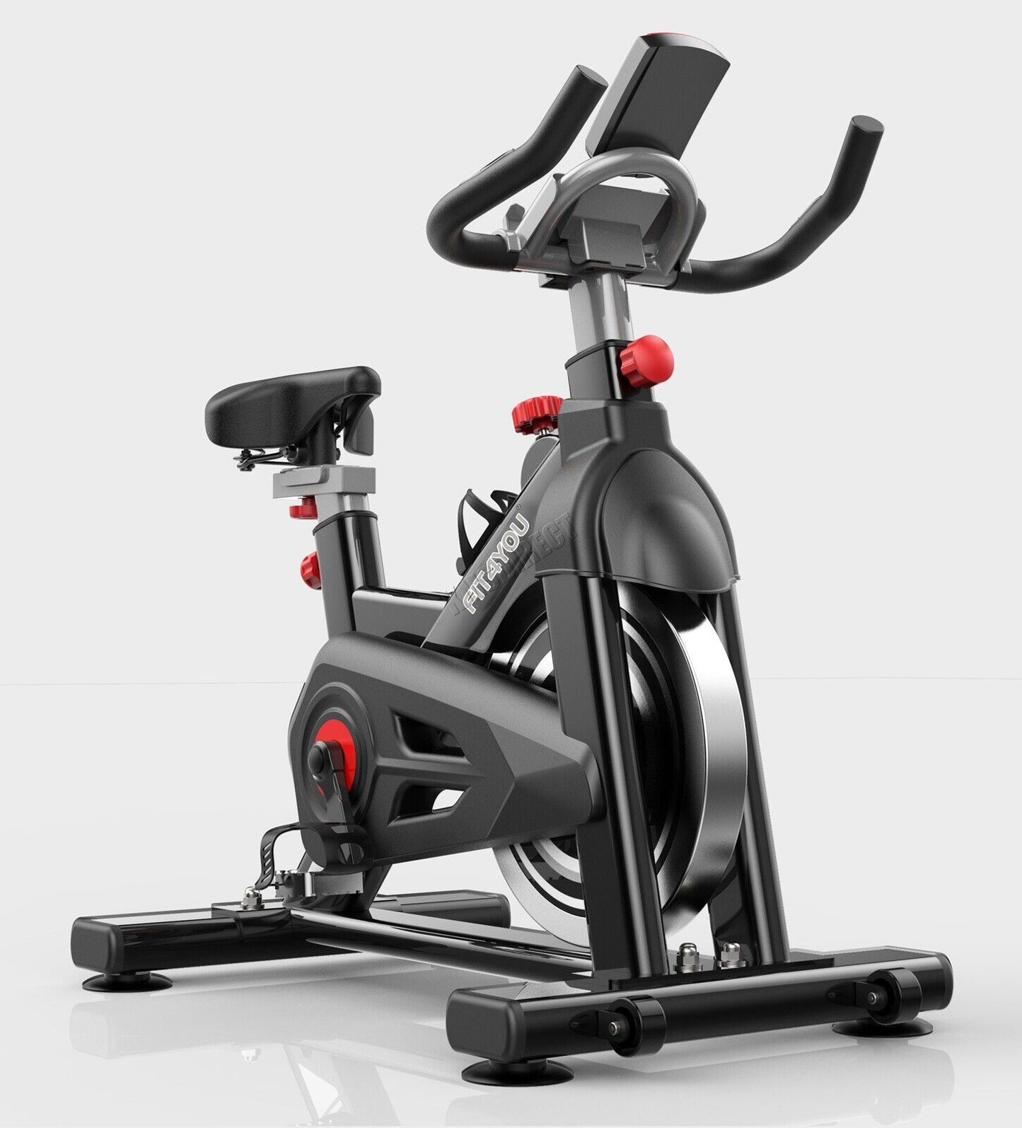 Indoor Cycling Exercise Bike with LCD Monitor - Home Gym Cardio Fitness in Sleek Black