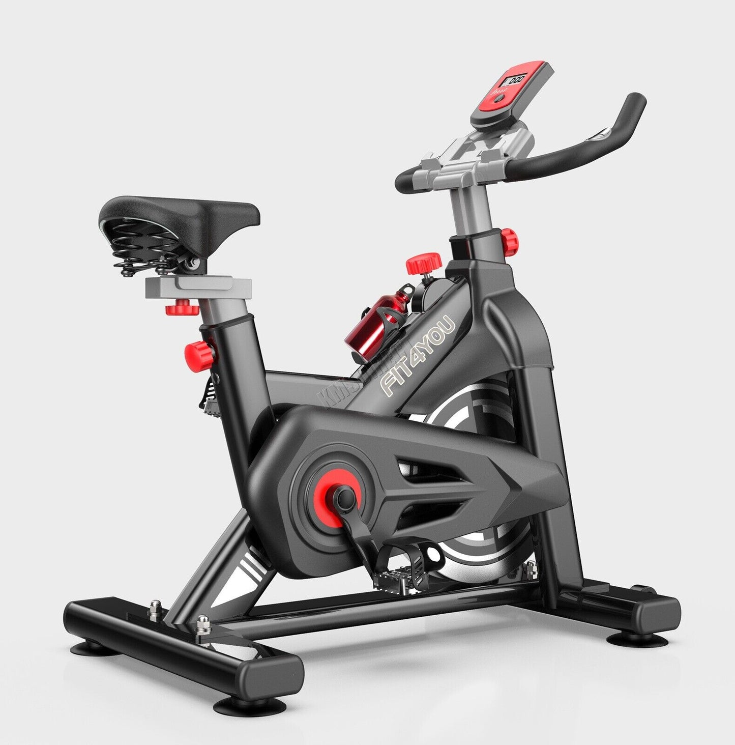 Indoor Cycling Exercise Bike with LCD Monitor - Home Gym Cardio Fitness in Sleek Black