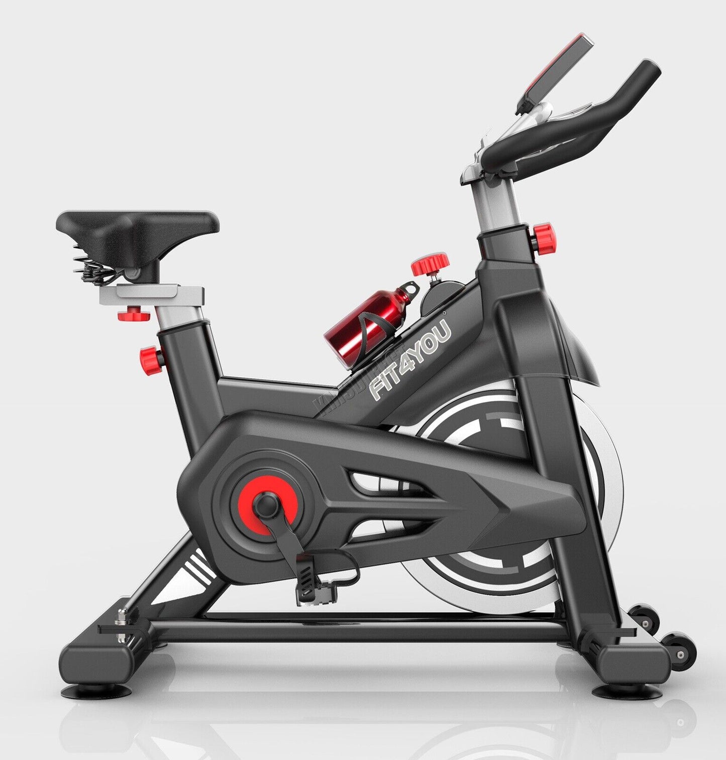 Indoor Cycling Exercise Bike with LCD Monitor - Home Gym Cardio Fitness in Sleek Black