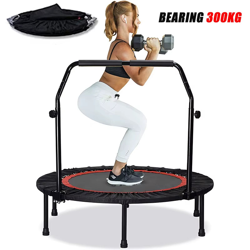 Adjustable 40"/48" Foldable Fitness Trampoline for Kids and Adults - 300KG Capacity Home Gym Cardio Jumping Fun!