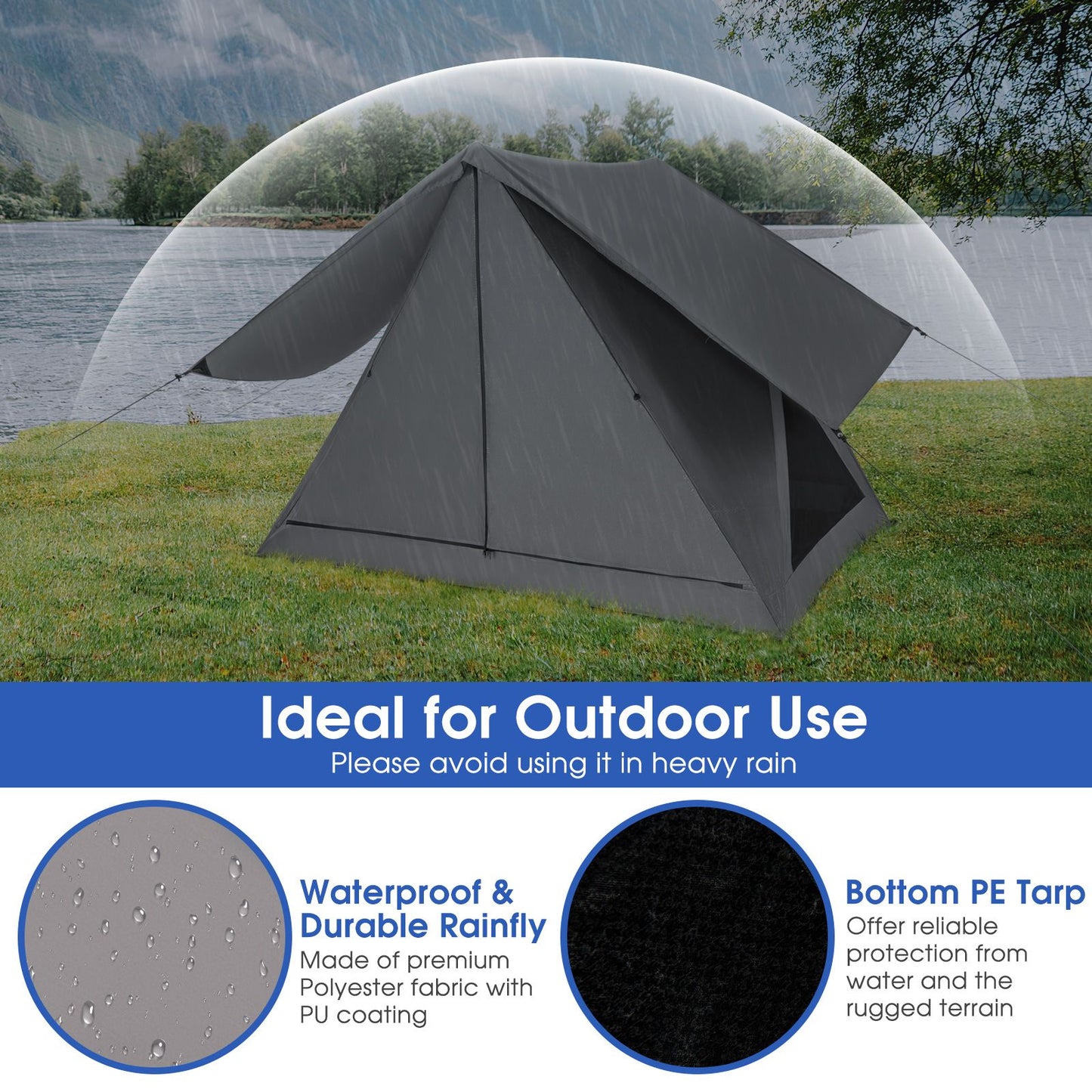 Instant Pop-Up Camping Tent for 2-3 People with Carry Bag & Rainfly - Easy Setup!