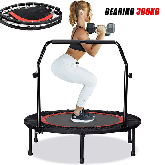 Adjustable 40"/48" Foldable Fitness Trampoline for Kids and Adults - 300KG Capacity Home Gym Cardio Jumping Fun!