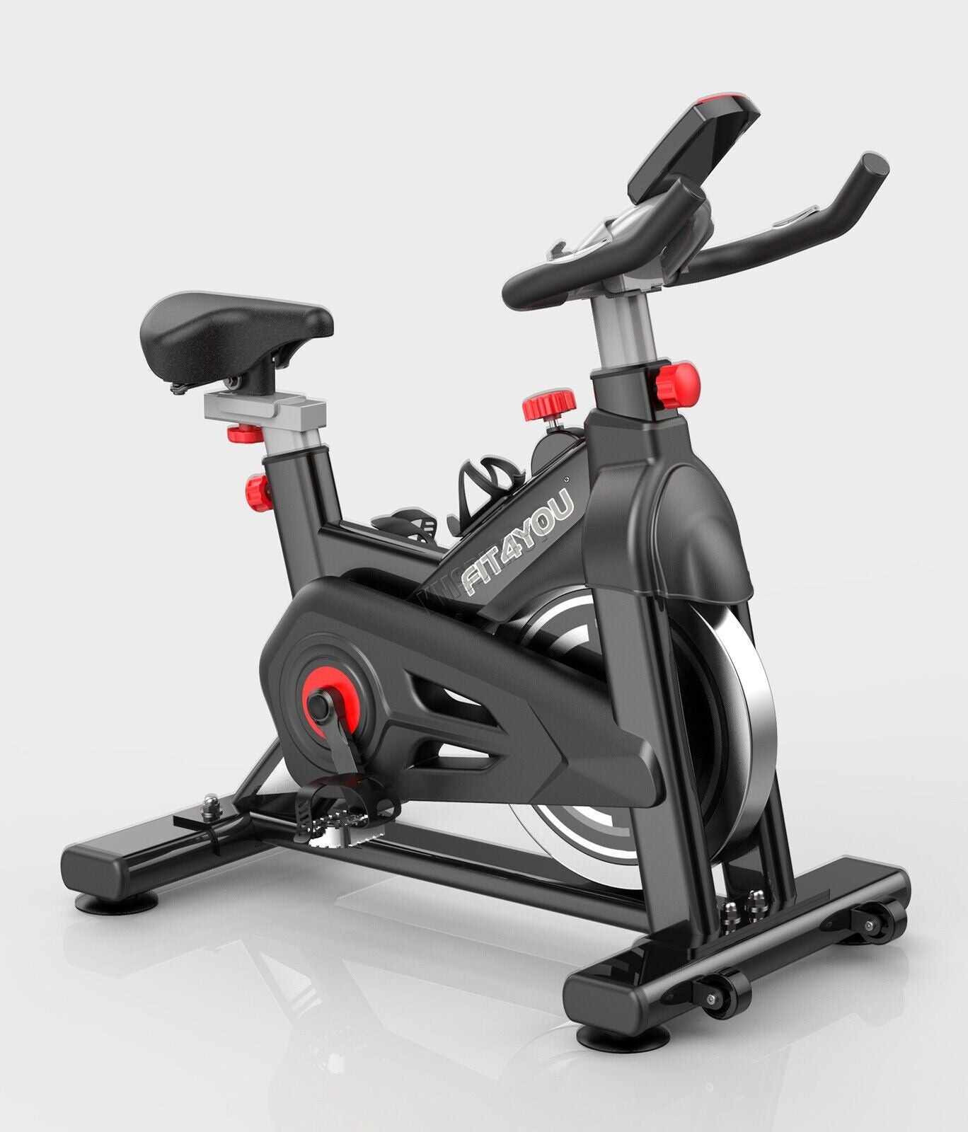 Indoor Cycling Exercise Bike with LCD Monitor - Home Gym Cardio Fitness in Sleek Black