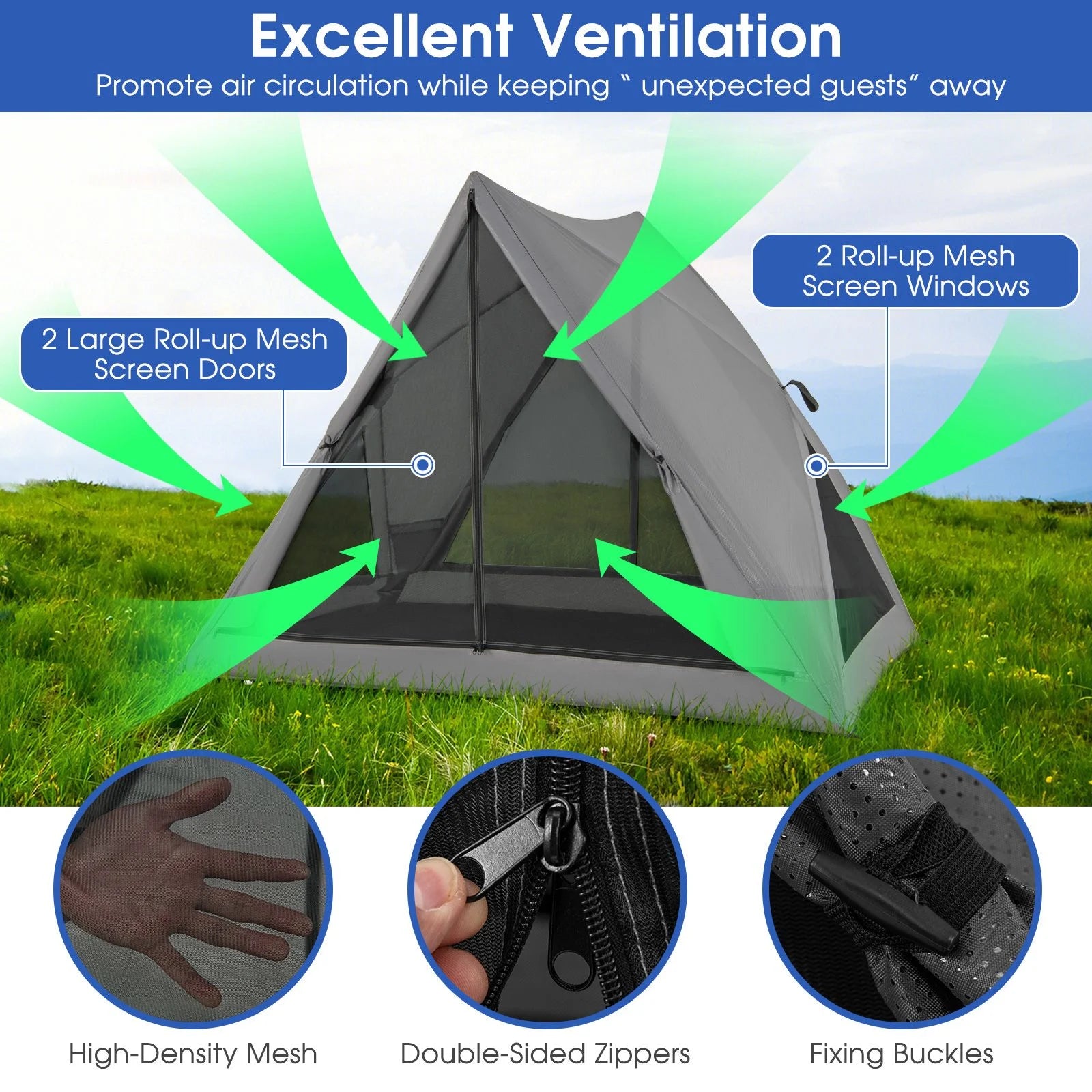 Instant Pop-Up Camping Tent for 2-3 People with Carry Bag & Rainfly - Easy Setup!